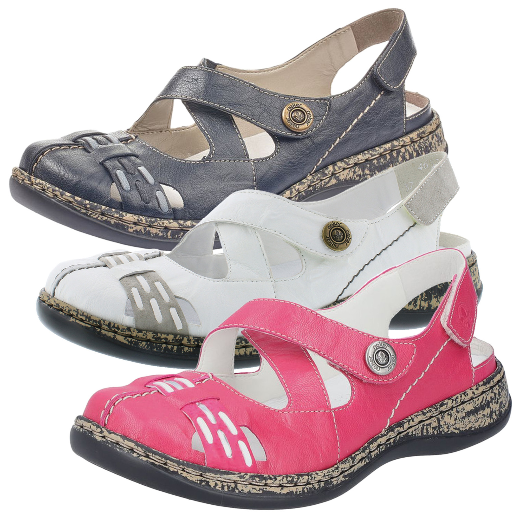 Rieker Women's Sandalette - Comfortable Casual Sandals In Two-Tone Style