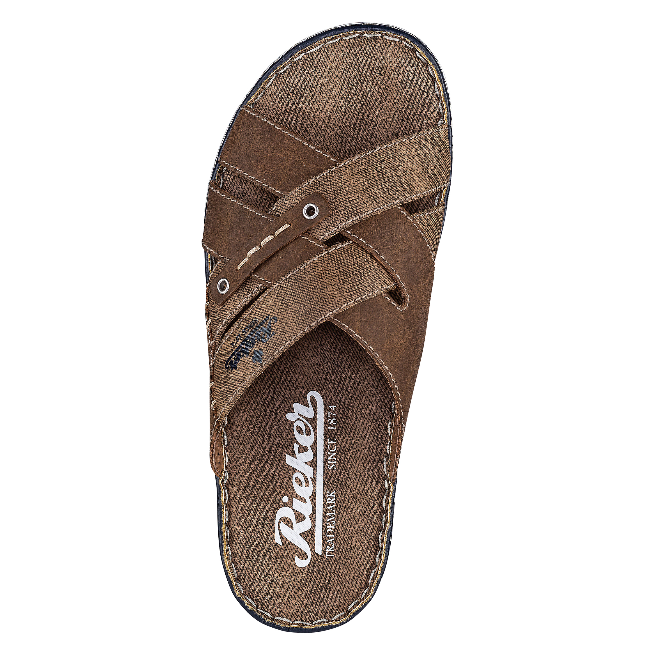 Rieker Zwarte synthetische sliders met comfortabel voetbed en klittenbandsluiting Black