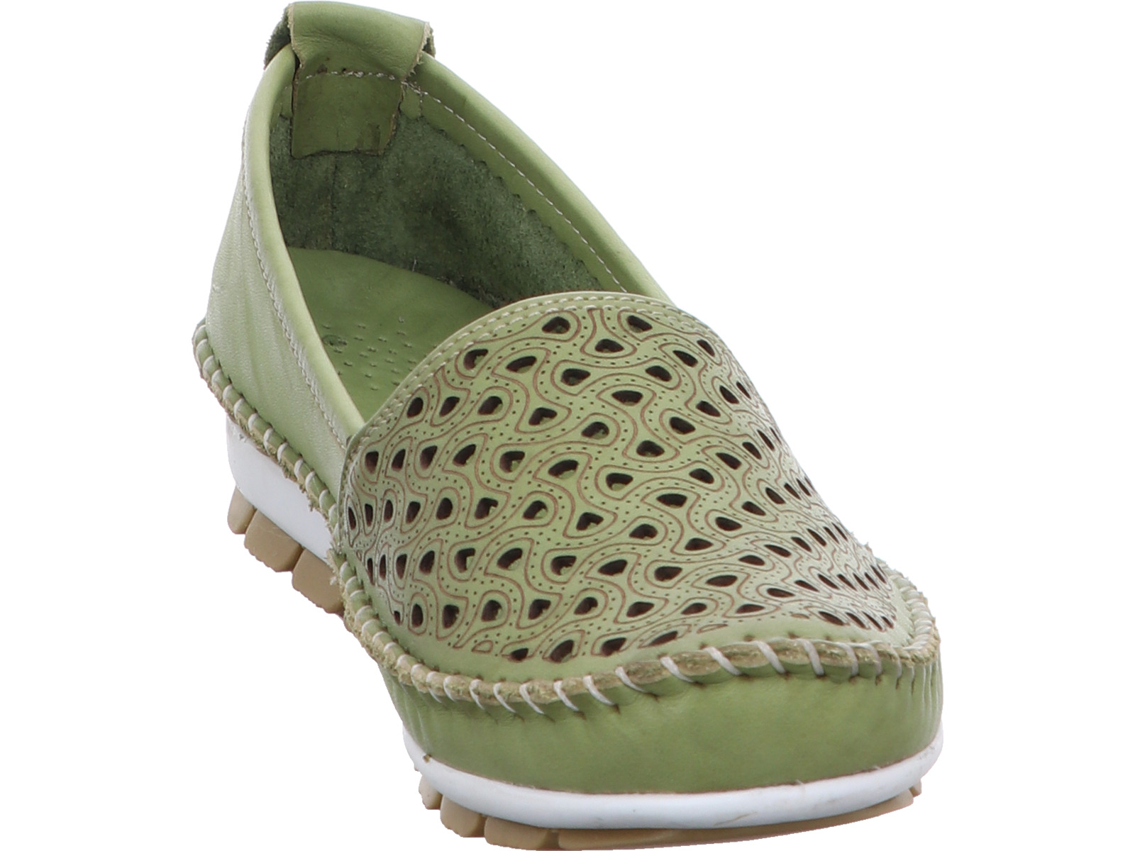 Andrea Conti Damen Ballerinas Aus Leder – Bequeme Slipper Mit Keilabsatz, Perforiertem Design