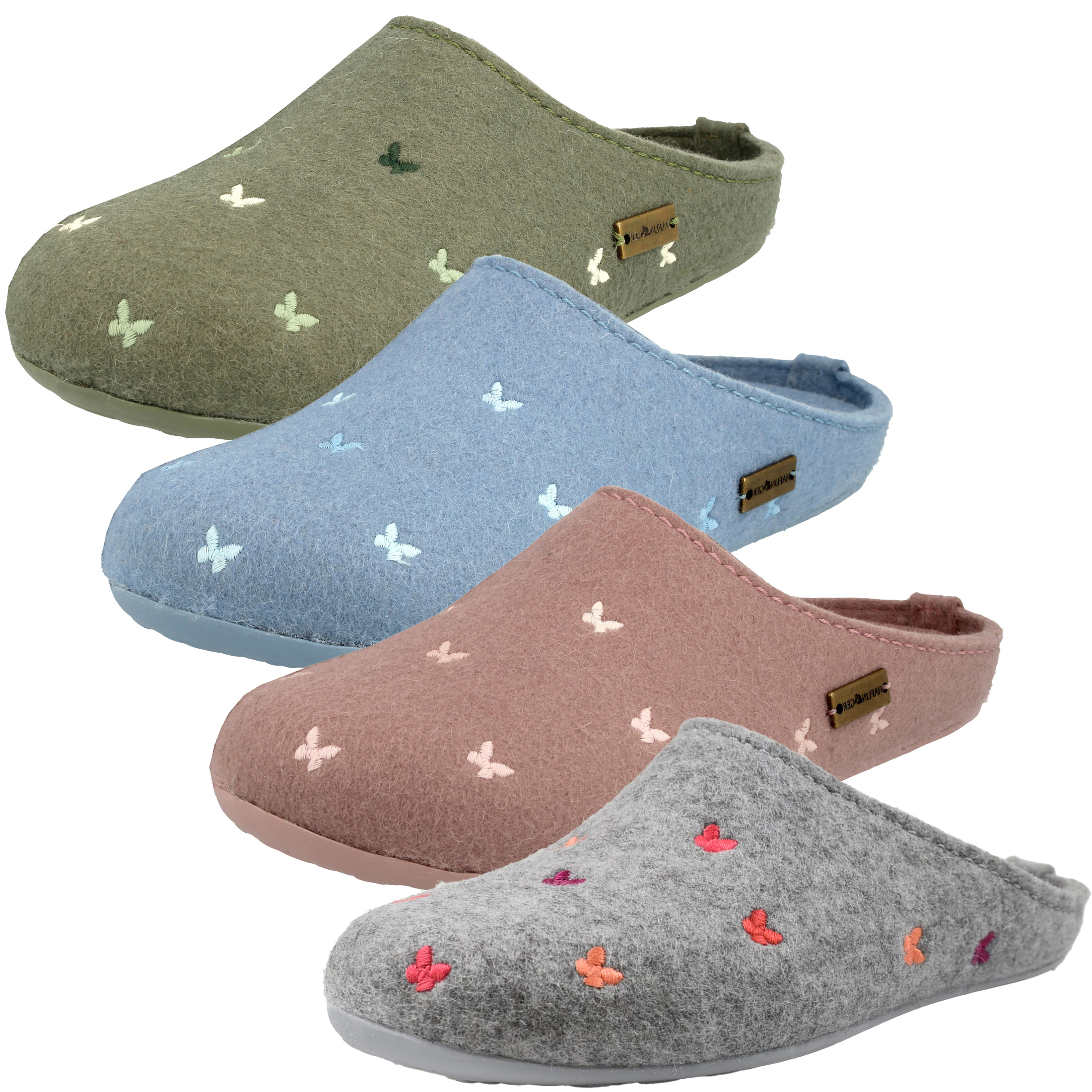 Haflinger Damen Hausschuhe Pantoffeln Everest Farfalline 484014  Schuhparadiso