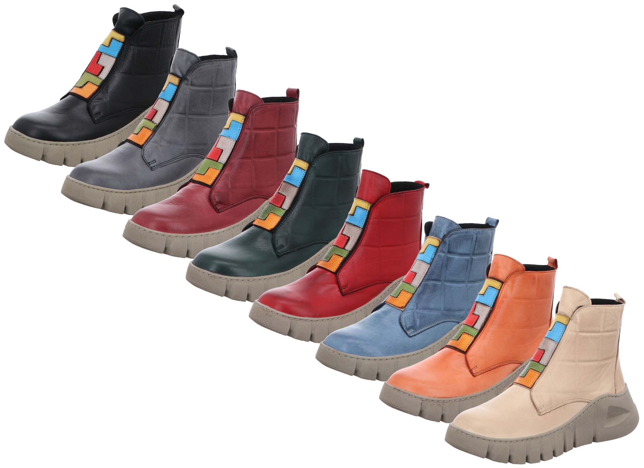 Gemini Damen Stiefelette geometrisch Form Reißverschluss Profilsohle  033309-02