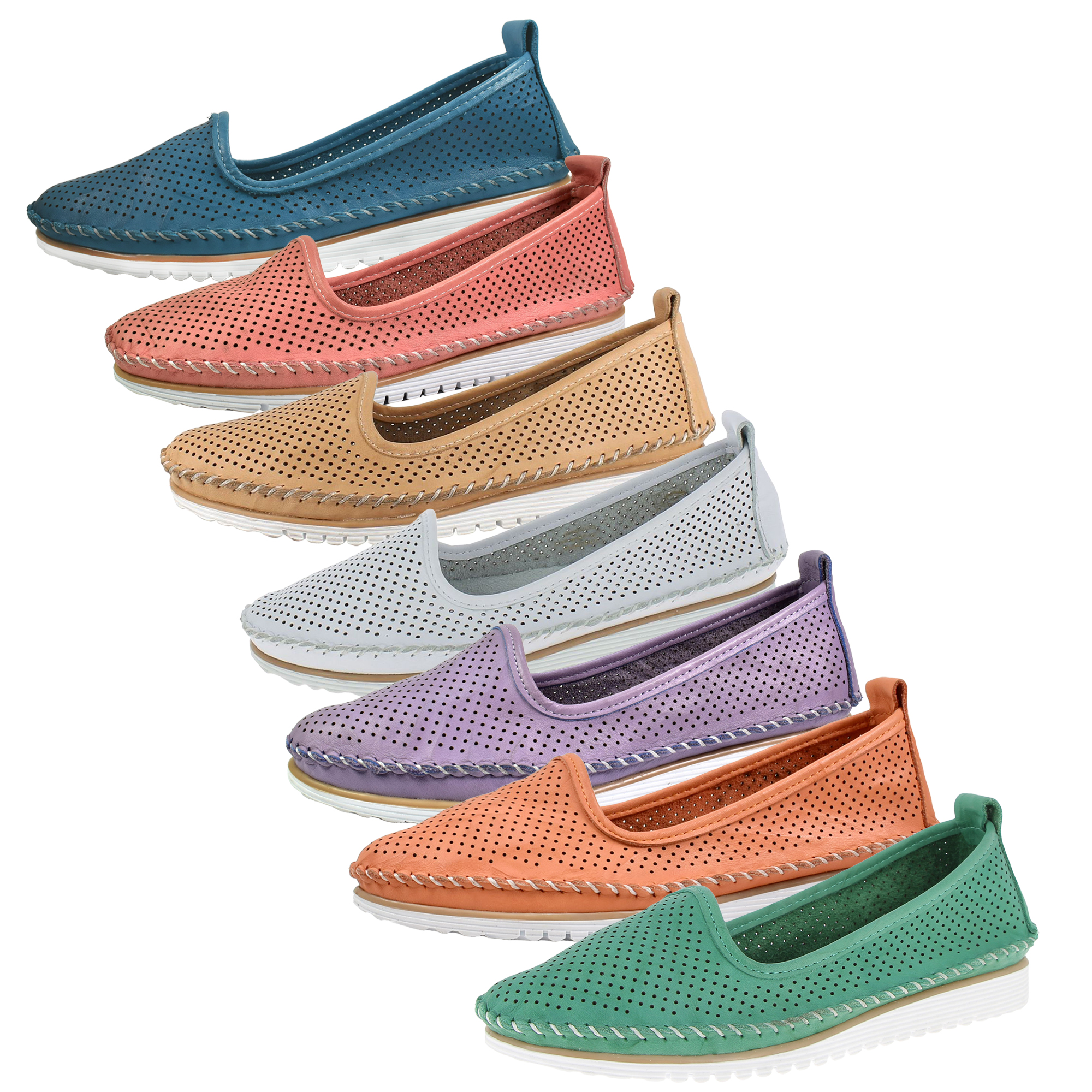 Andrea Conti Damen Slipper Leder klassische Form mit luftigen