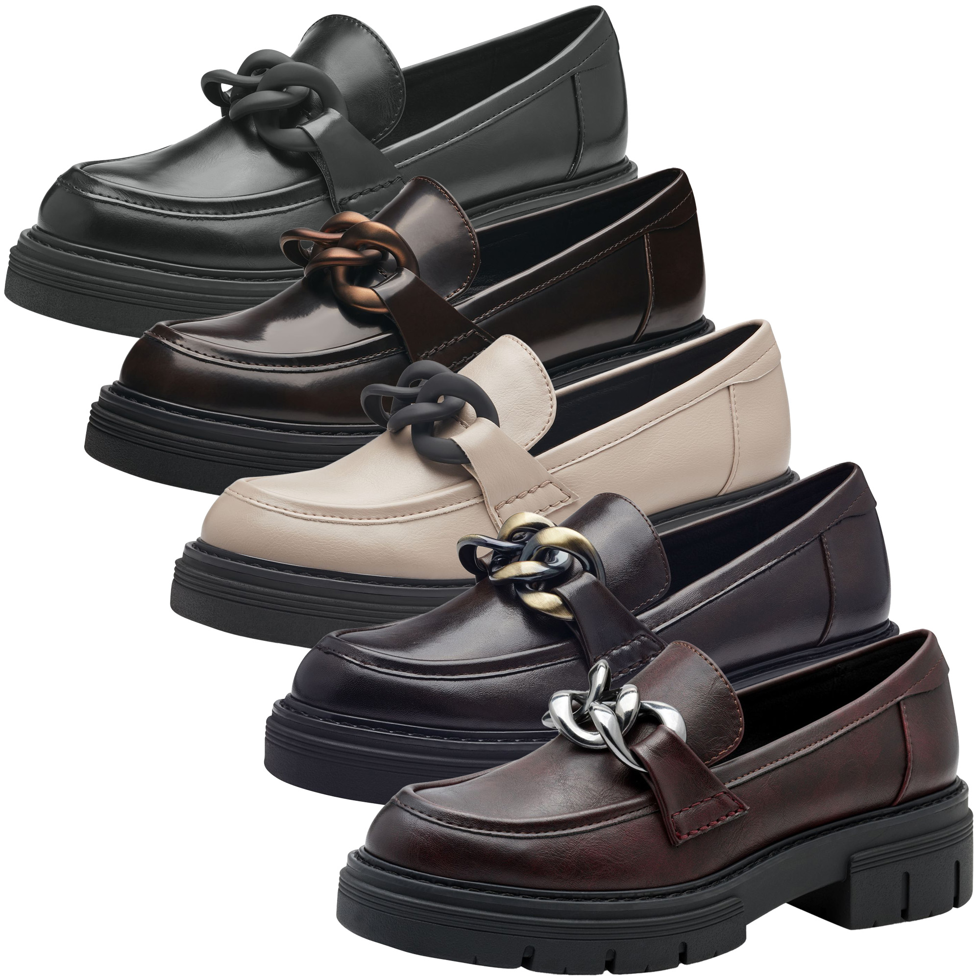 MARCO TOZZI Slipper College Loafer Plateau Kettendetail Schuhparadiso