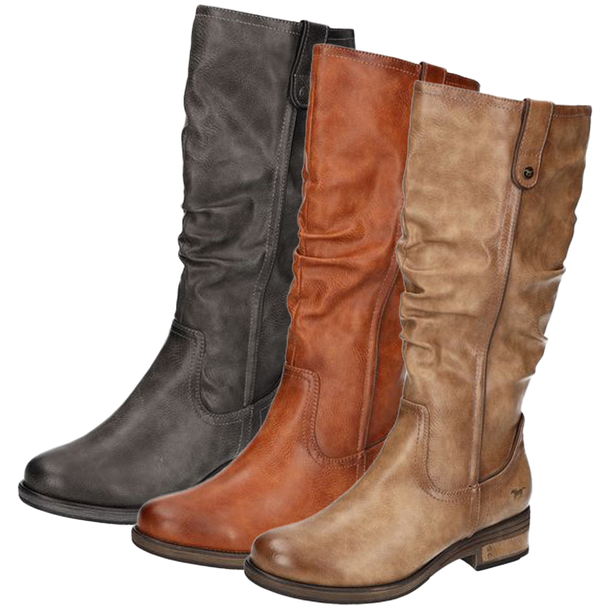 Mustang Damen Booty Stiefel – Modischer Materialmix Mit Weboptik & Zierschnallen