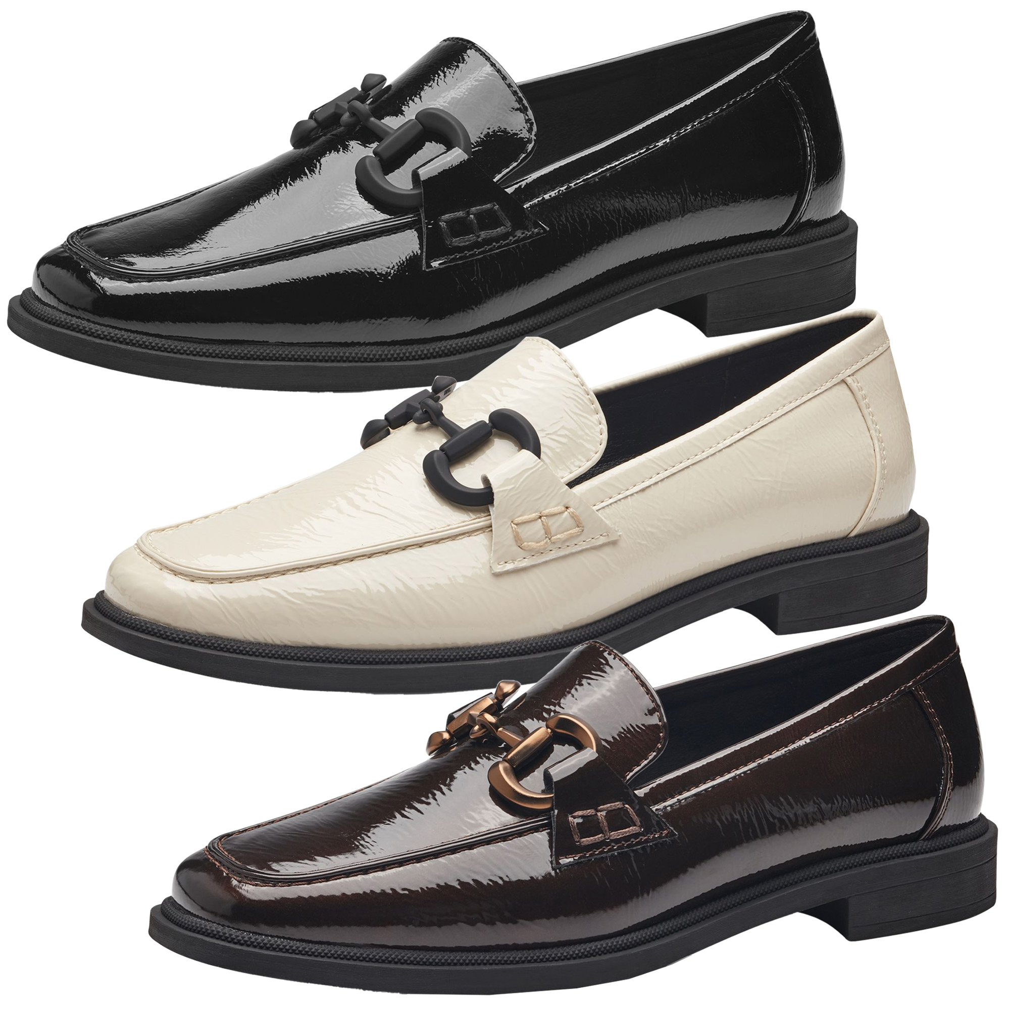 MARCO TOZZI Damen Slipper Loafer elegant Kettendetail Block Absatz 