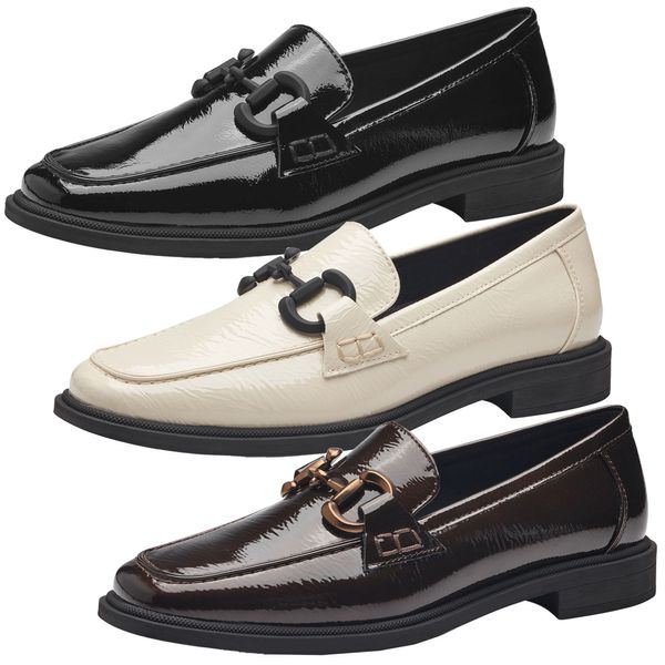 MARCO TOZZI Damen Slipper Loafer elegant Kettendetail Block Absatz 