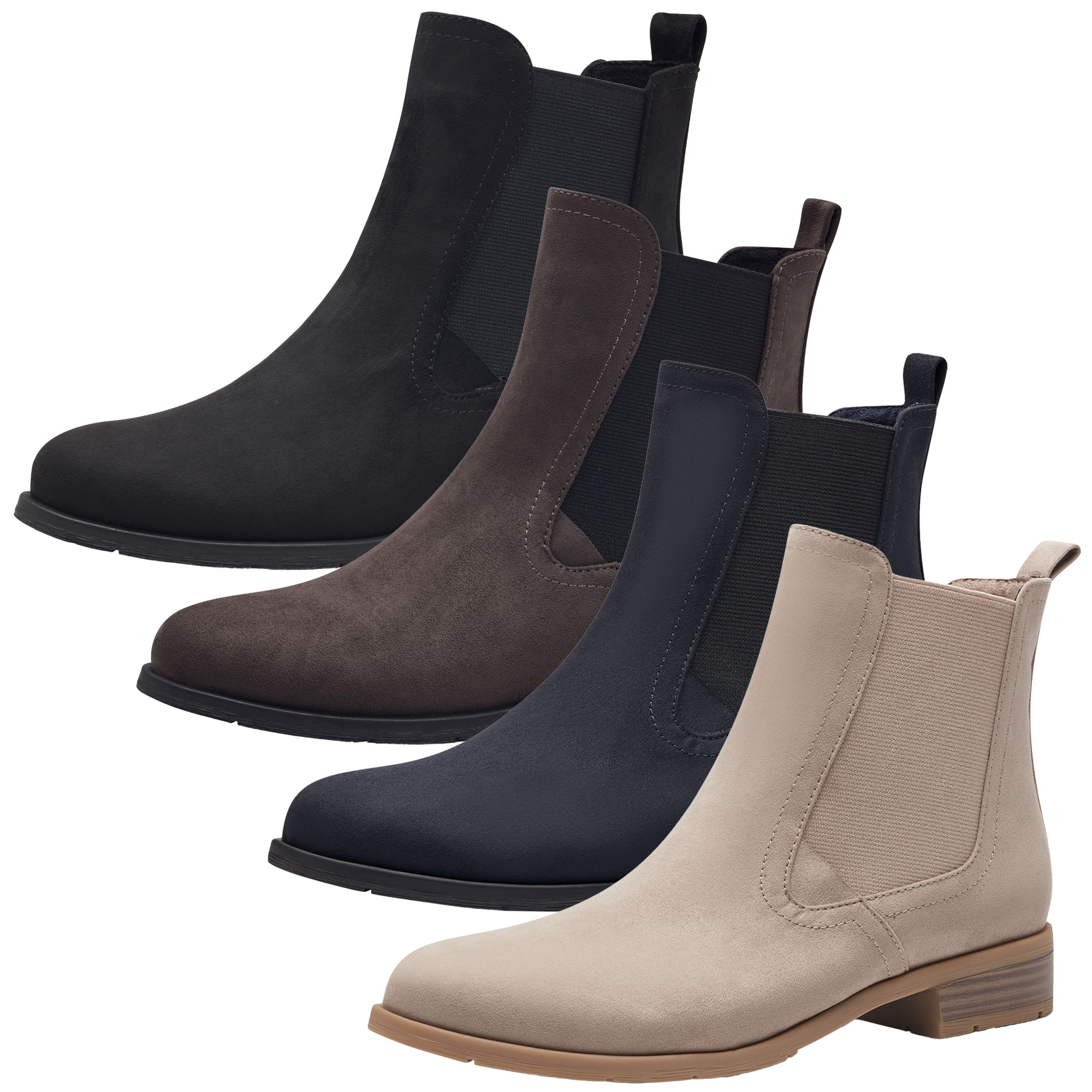 Damen Boots Flach Ankle Boots Braun Flach Stiefeletten Damen