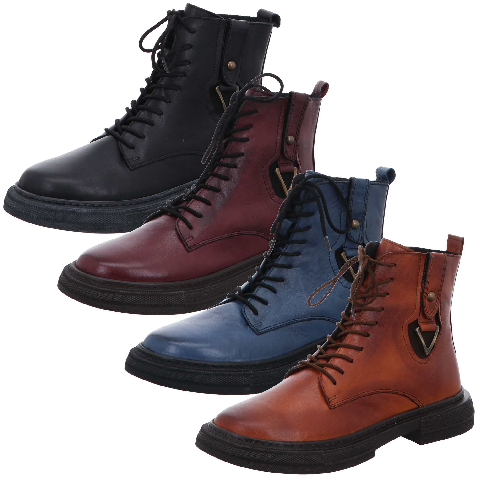 Gemini Damen Stiefelette Combat Schnürboot Leder Schuhparadiso