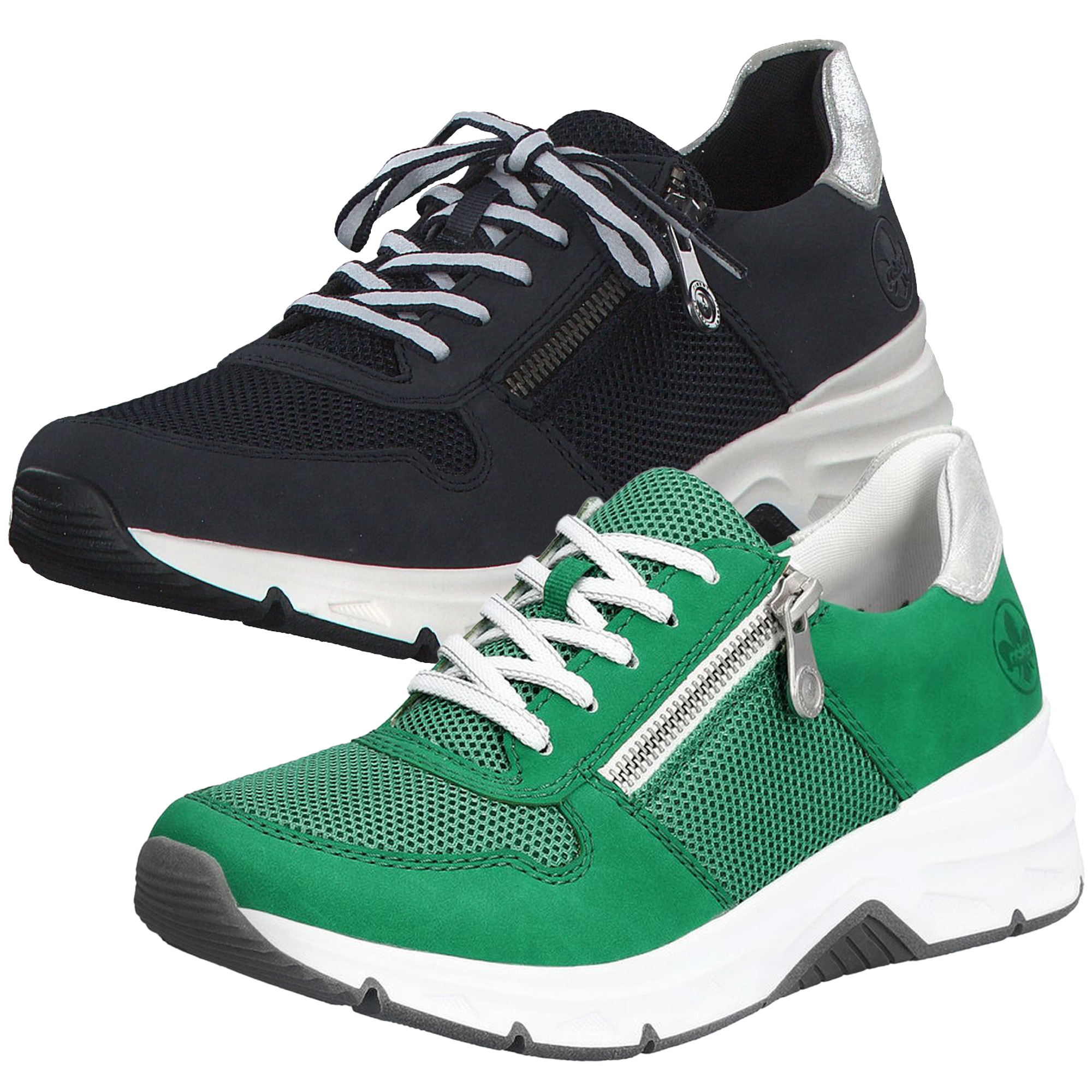 Rieker Damen Mesh Sneaker Reißverschluss Wechselfußbett