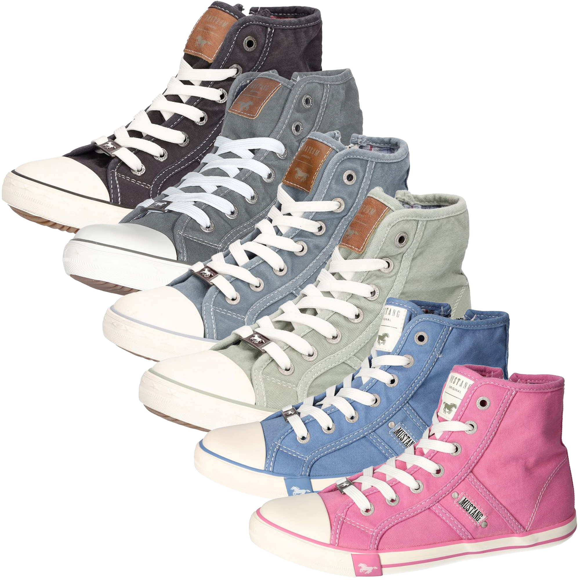 Canvas Sneaker Mustang Damen Sneaker GrÃ¼n High Top