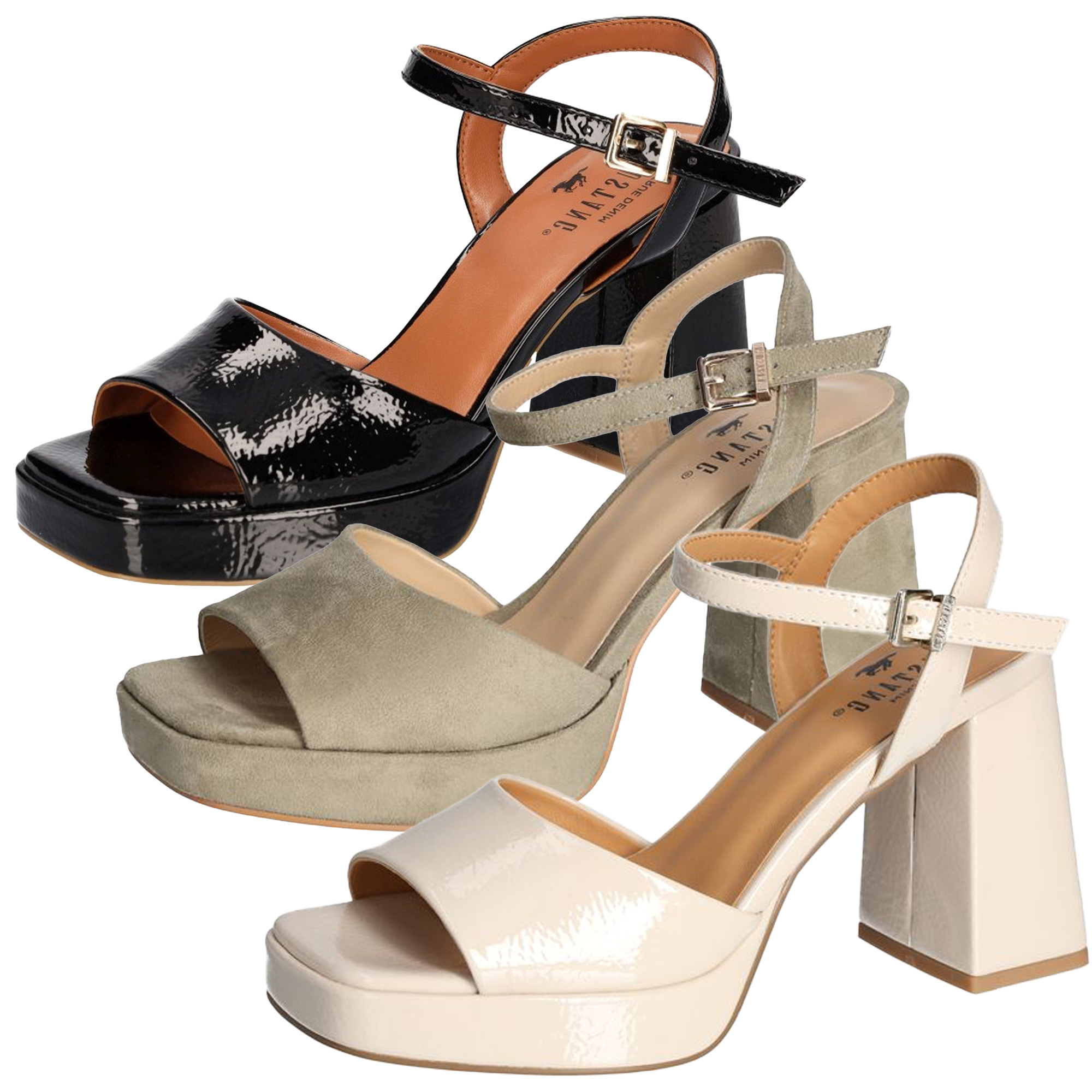 Mustang Damen Sandalette Schnalle Plateau Blockabsatz | Schuhparadiso