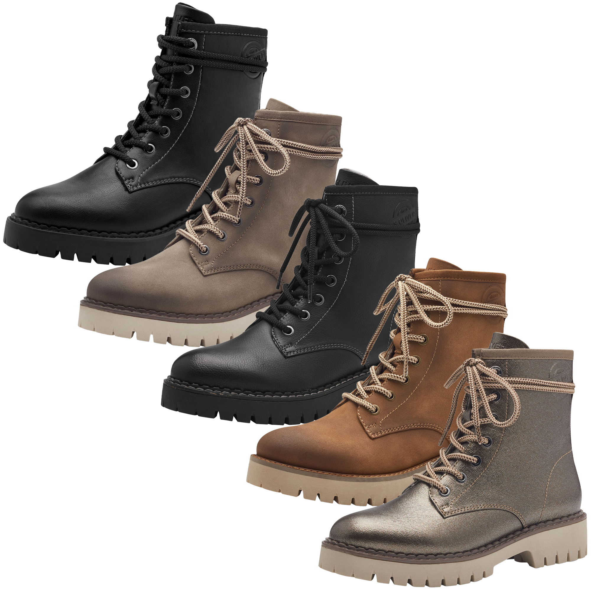 Damen Stiefelette schaftumspielende Schnürung Profilsohle