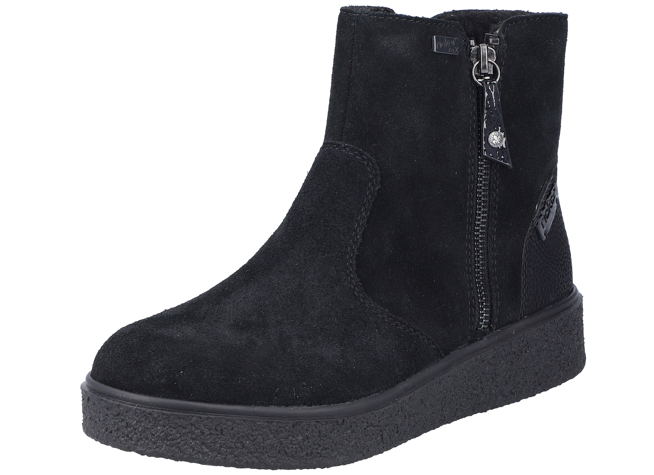 Rieker Damen Stiefelette Leder Boot dicke Sohle Warmfutter
