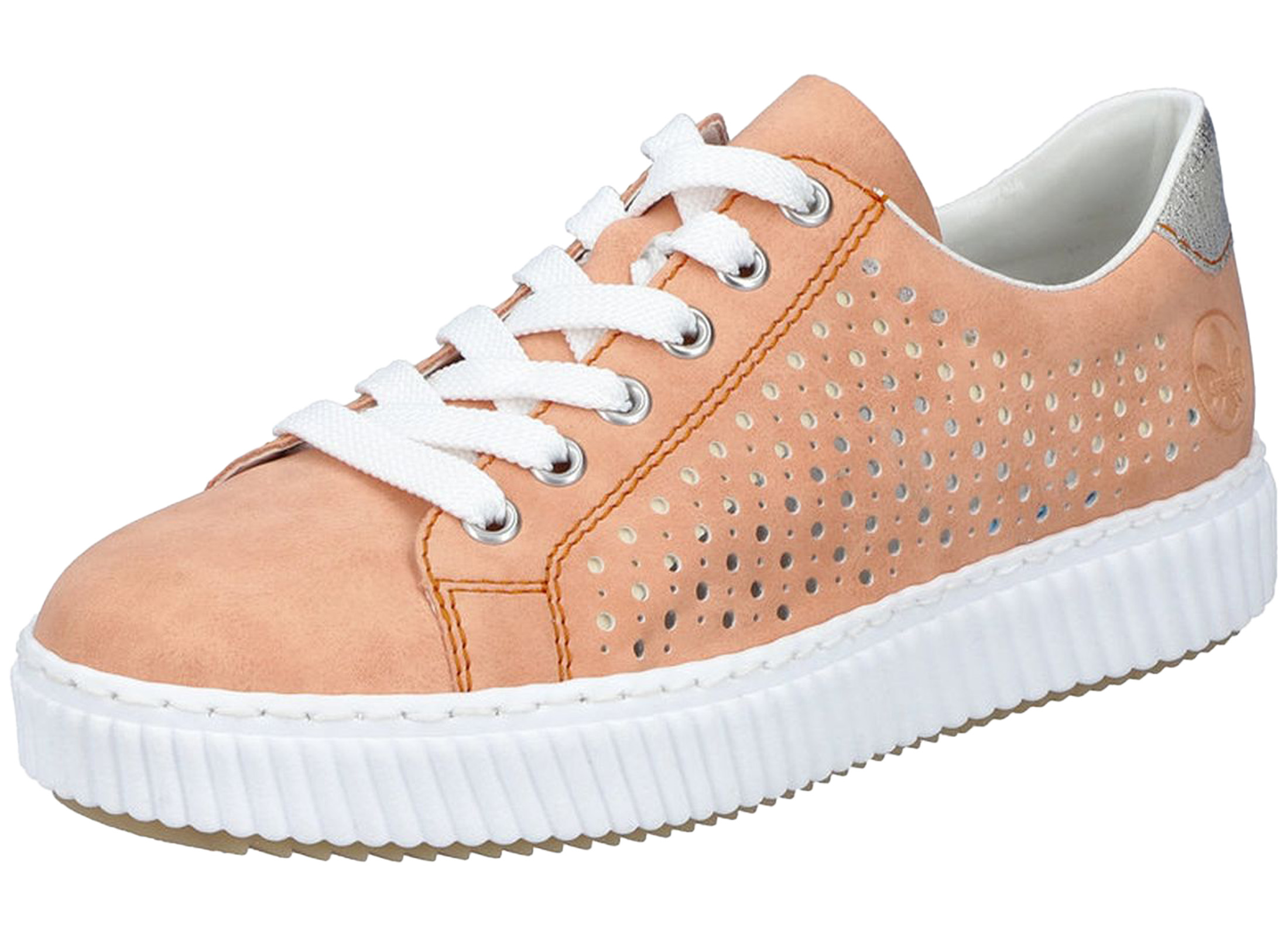 Rieker Damen Sneaker perforiert Low Top Lochmuster Plateausohle  Schuhparadiso
