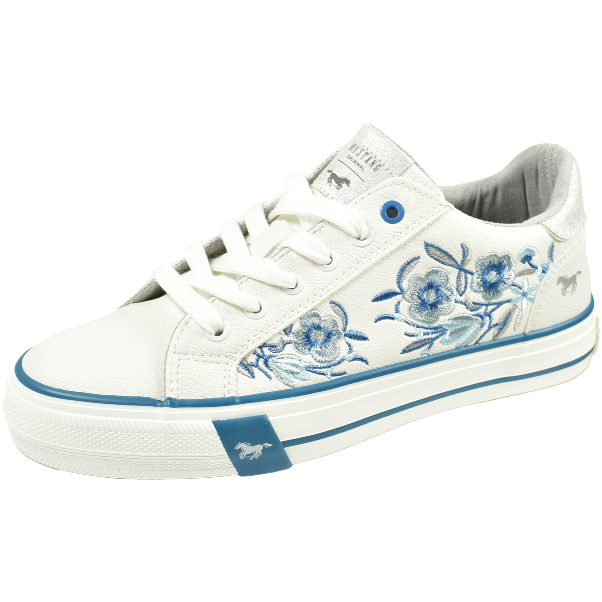 Mustang Damen-Sneaker 1272-310 – Weiß-kombi Mit Seitlichem Reißverschluss & Weichem Fußbett