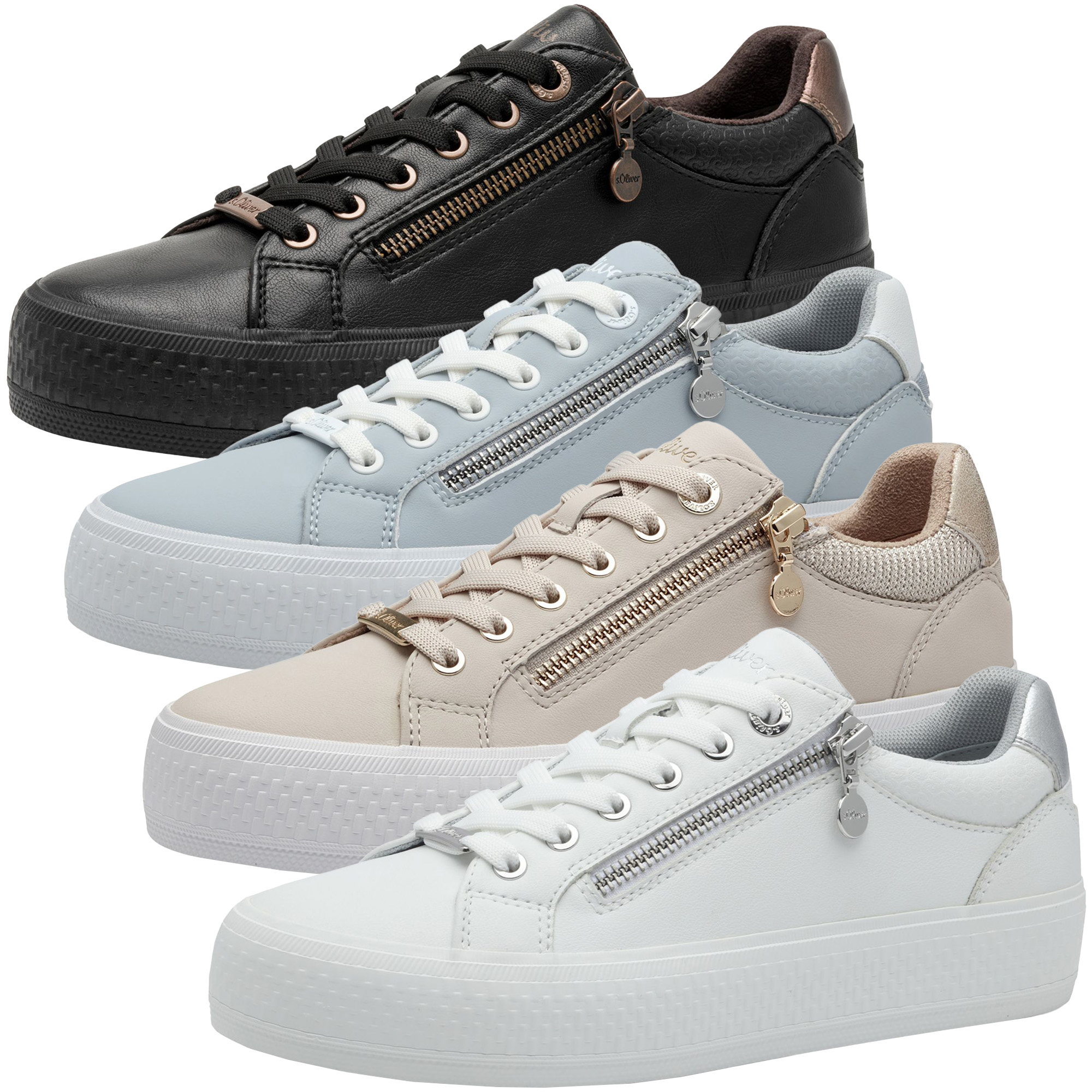 Plateau Sneaker Slipper mit Reißverschluss Schuhparadiso