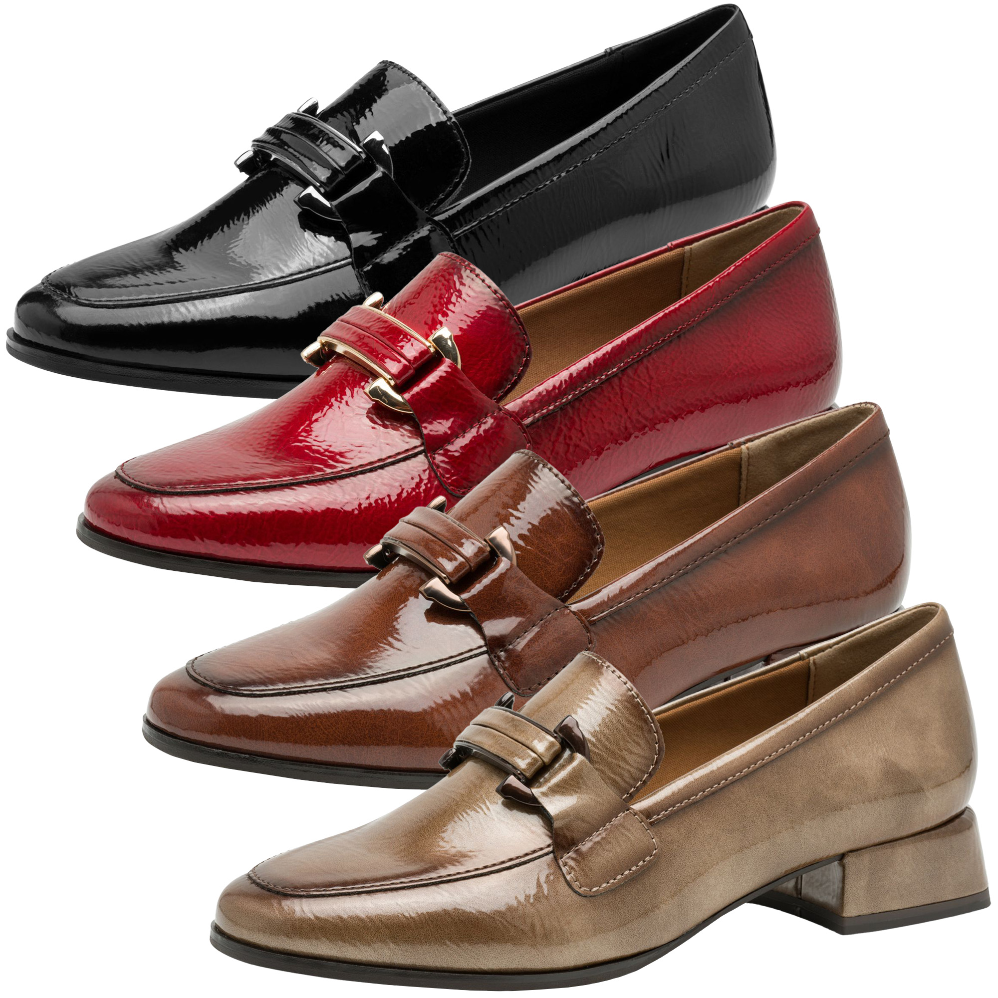 MARCO TOZZI eleganter Slipper Loafer mit Spange und glänzendem Finish  Schuhparadiso