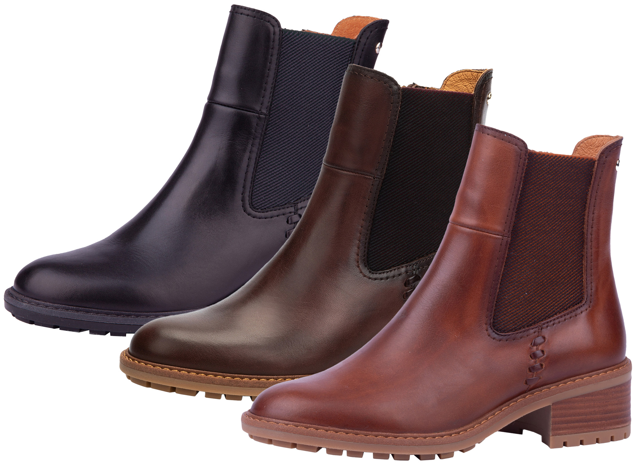 Pikolinos Leder Stiefelette Medina Chelsea Boot mit Blockabsatz