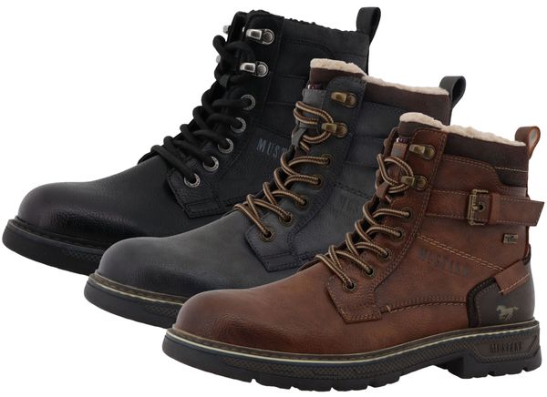 MUSTANG 4149-505 Stivaletto Uomo In Sintetico Con Zip E Lacci, Nero - 2