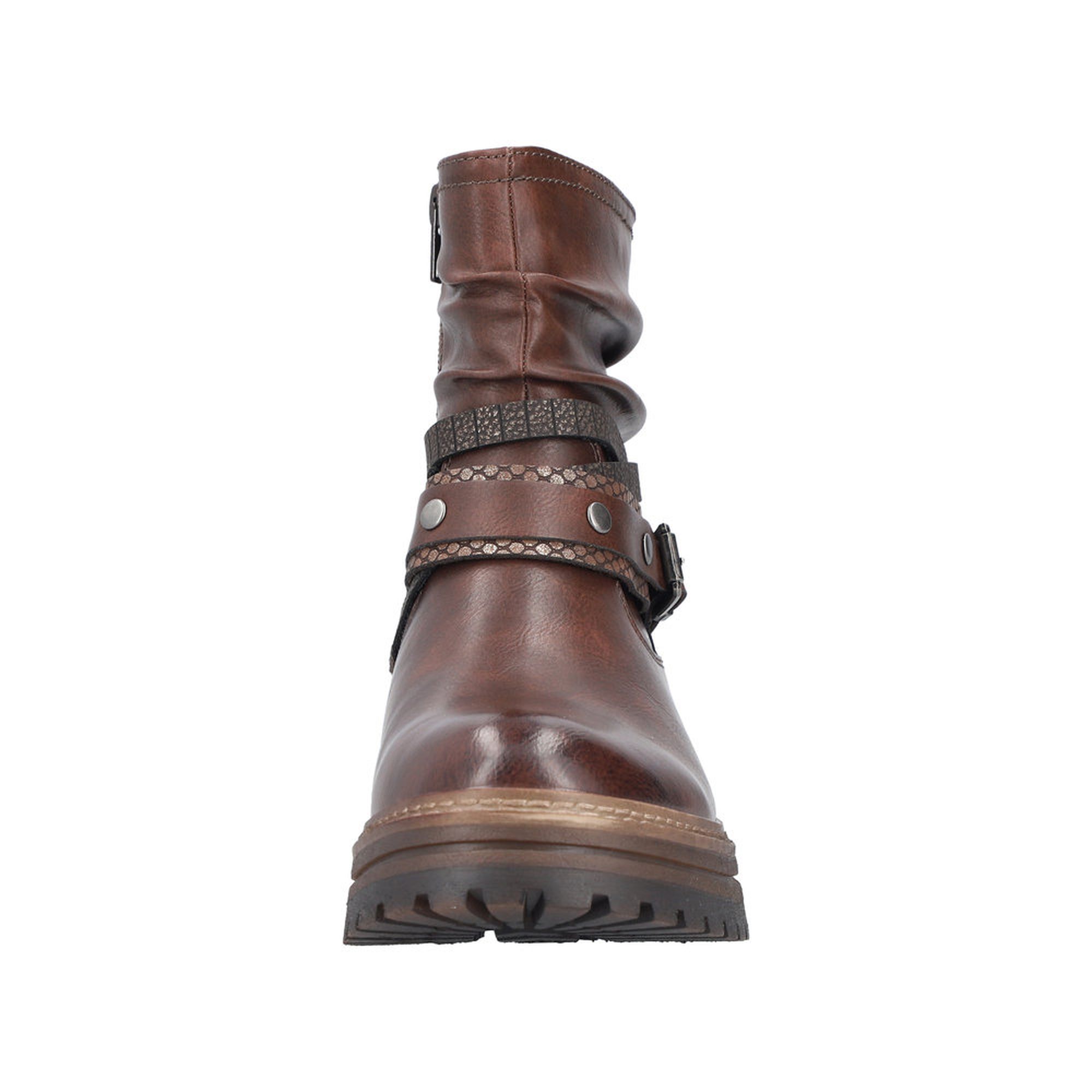 Rieker Damen Plateau Stiefelette Biker Boot mit gerafftem Schaft